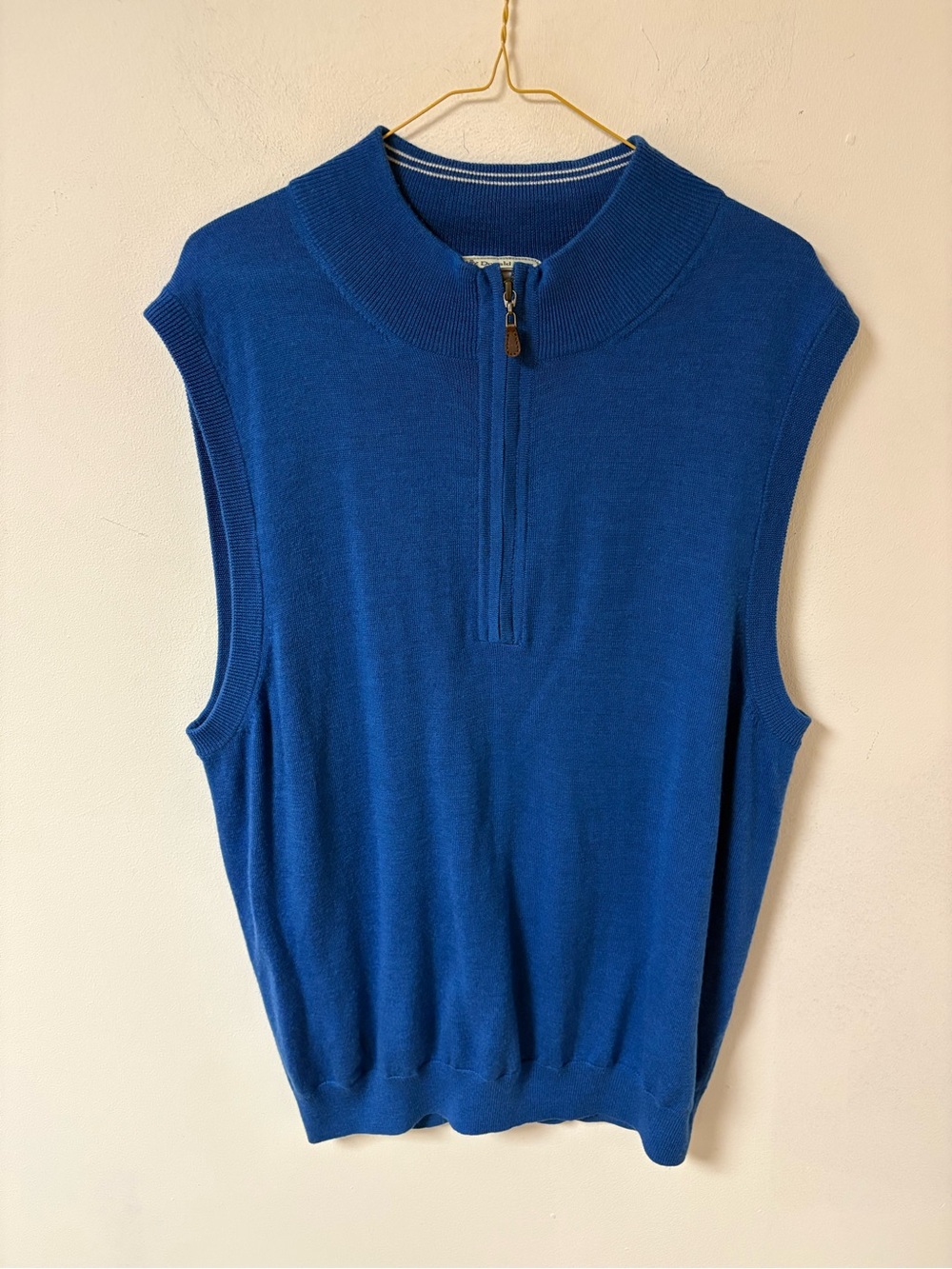 Donald Ross “Golf” Royal Blue Sleeveless Zip-Neck Sweater Vest Large
